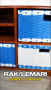 Meja TV 43 Inci Rangka Kayu Jati 5 Laci Rotan Sintetis Bufet Buffet Rak Lemari Ruang Tamu Minimalis