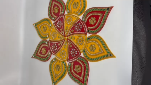 Traditional Reusable Handcrafted Rangoli Beautiful Festive Home Decor Acrylic Rangoli | Diwali Decoration with Studded Stones (Pack of 1 pc | Size - 13 inches)