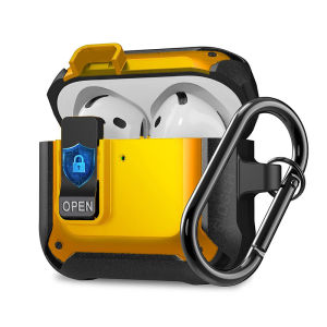 Khóa an toàn chuyển đổi trường hợp đối với AirPods 4 / Pro2 / Pro / 2nd / 1st thế hệ tai nghe nhét tai không dây bọc hoàn toàn quân sự kiểu áo giáp chống Sốc Ốp bảo vệ với Keychain