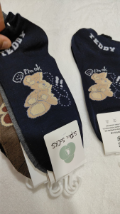 ถุงเท้าลายการ์ตูน ถุงเท้าลายน่ารัก ถุงเท้าข้อสั้น โทนสีเข้ม 1 แพ็คมี 10 คู่คละสี