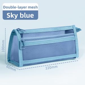 Transparent Mesh Student Exam Dedicated Double-layer Large Capacity Pencil Case
