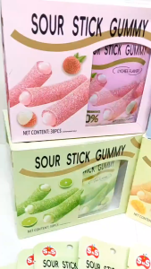 30pcs Sour Stick Gummy Candy Flavored Blueberry Mango Lime & Lychee SUGAR CRASH