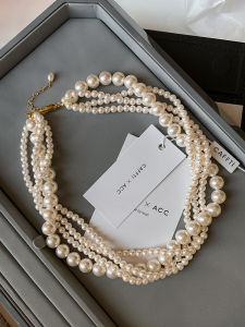 CAFFTI | Four Layer Large Pearl Necklace for Elegant and Luxurious Look