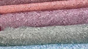 ผ้าลูกไม้ ผ้าเมตร เกาหลี มีเชิง ปักลายดอก 50 นิ้ว