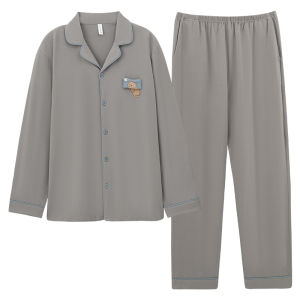 MiiOW | Mens Pure Cotton Sleepwear Set Loose Comfortable Breathable Long Sleeve Long Pants Suitable For Outdoor Casual Home Clothes