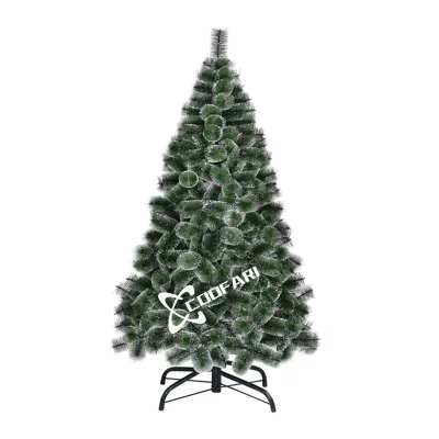 COOFARI Green Flowering tree Christmas Tree 4/5/6/7FT Snow White Pine Needle Artificial Christmas Tree