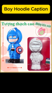 Tượng thạch cao Siêu nhân anh hùng Boy Hoodie Caption (Không kèm màu) Bé Tô Màu Tô Tượng trò chơi trẻ em