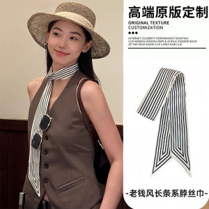 ผ้าพันคอไหมทรงยาวสไตล์เกาหลีสำหรับผู้หญิง สายรัดผ้าพันคอแบบผูกโบว์ สายรัดผ้าพันคอแบบสวมหัว กระเป๋าคาดเอว เครื่องประดับแฟชั่นใหม่ปี 2025