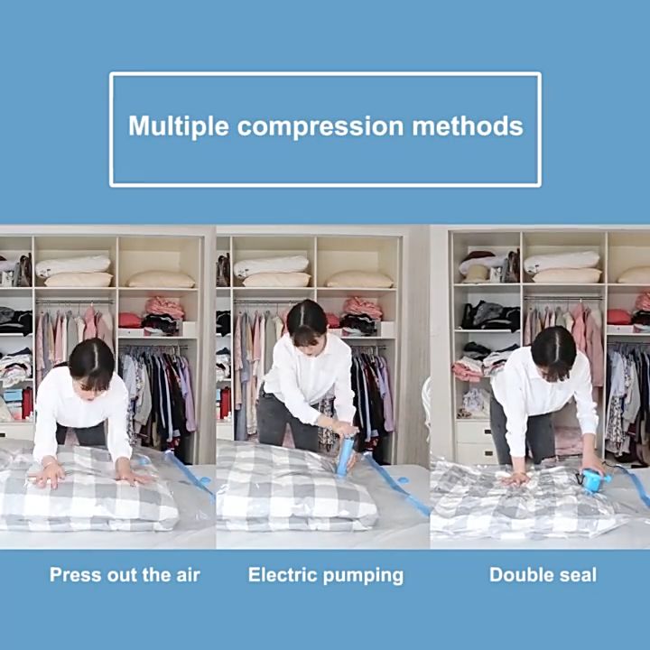 Durable Vacuum Storage Bags Space Saver Sealer Compression Bags for Blankets Comforters Pillows Clothes Storage