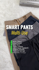 Island Club Men Multi-Use Smart Pants Stretchable Regular Fit Office Casual Wear Wrinkle-Resistant 4-Pocket Long Pants 24144