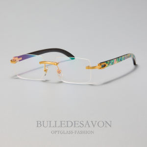 BULLE DE SAVON | Natural Shell White Horn Rimless Glasses Frame