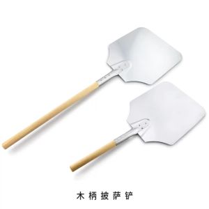 อลูมิเนียม 56 ซม.เปลือกพิซซ่าพลั่วพายแพนเค้กเตาอบเครื่องมืออบพร้อมที่จับไม้HongKong60