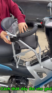 (CÓ DÂY) Ghế ngồi xe số có dây an toàn cho bé  GHÉ SỐ XẾP SẮT SƠN TĨNH ĐIỆN CÓ DÂY ĐAI