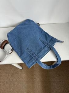 OK South Korea Dongdaemun Classic Pure Color Korean Men and Women Zip One Shoulder Canvas Blue Jean Bag Washing Water Commuter Bag