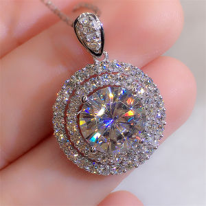 Huitan Gorgeous Bridal Wedding Necklace Mosaic AAA Cubic Zirconia Round Pendant Elegant Womens Neck Accessories Fashion Jewelry