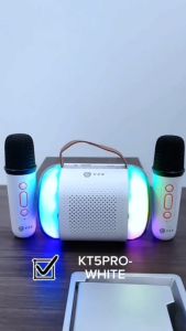 V2S KT5PRO RGB LED LIghts Wireless Mini Karaoke Portable Speaker and Microphone Changing Voice Sound