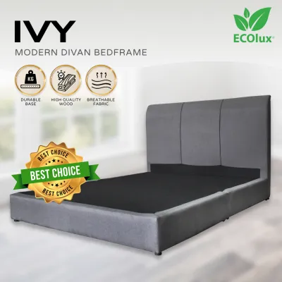 ECOlux - Ivy Divan Bedframe | Bed Frame | Dark Grey | High Quality Fabric