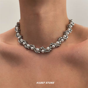 Dây Chuyền Hạt Ngọc Trai Bằng Thép Titan Dày Nặng Cho Nam Thiết Kế Độc Đáo Dây Chuyền Xương Đòn Đa Năng Cho Nữ Dây Chuyền Áo Len Dây Chuyền Trang Sức