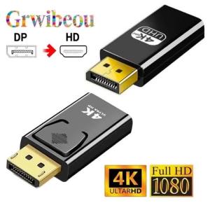 GRWIBEOU 4K 60HZ DisplayPort to HDMI-compatible Adapter Cable 1080P DP to HDMI-compatible Video Audio Converter For PC TV Laptop