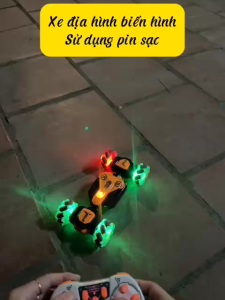 Xe Địa Hình Mini Leo Núi Điều Khiển Từ Xa Xoay 360 Độ Uốn Éo Biến Hình Gập Thân - Có Đèn Có Nhạc