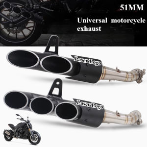 51mm Motorcycle Exhaust Muffler Double Down Slip-On Left&right Exhaust for Moto CMX 500 CMX500 GSX-R750 GSXR750 GSXR 750 YZF