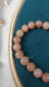 Vòng tay phong thủy đá Mặt Trời Sunstone size hạt 8.5 li rất đẹp hợp mệnh Hỏa Thổ | Hoa Minh Gem