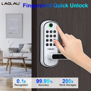 LAOLAU B04 Smart Fingerprint Door Lock WIFI Digital Touchscreen Lock TTLOCK App Keyless Entry NFC IP67 Waterproof 2 IC Cards