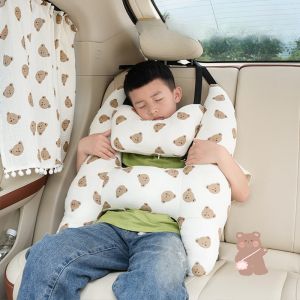 2-piece Car Headrests Child Seat Belts Anti Pinch Sleeping Pillows Adult Four Season Universal Cartoon Car Pillows  Neck Pillow