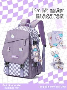 WHS | Stylish Large Capacity School Bag Checkered 2025 New Style