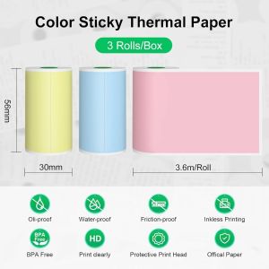 Colorful Adhesive Printing Paper Rolls 57mm - Perfect for Portable Thermal Printers Wireless Wireless Ideal for Notes & Photo