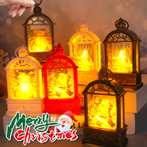 Merry Christmas Decoration Christmas Lanten Led Globe Hanging Vintage Santa Lamp Snowman Tea LED Lantern Light Castle