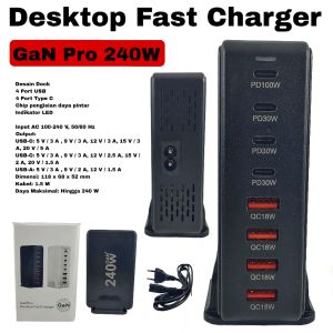 Fast Charger HP GaN Pro Portable USB Type C Charging Dockv 240w