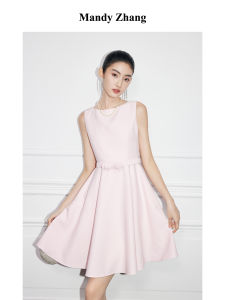 Elegant Pink Bow Sleeveless Dress