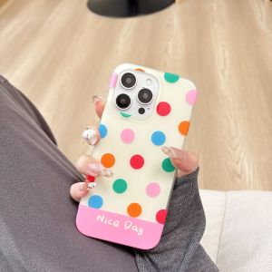 เคสโทรศัพท์มือถือลายจุดสีสันสดใสระดับไฮเอนด์สำหรับ iPhone 16 pro Max Apple 17 โทรศัพท์มือถือแบบใหม่ 13 14 pro กระเป๋าสะพายข้างกลางแจ้ง