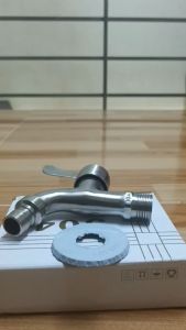 Vòi xả sàn vòi hồ đúc 100% inox 304 xám bóng ko gỉ sét Vòi hồ inox 304 ren 21mm