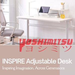 MEJA KANTOR MEJA BELAJAR MEJA KOMPUTER BISA NAIK/TURUN ERGONOMIC MERK YOSHIMITSU INSPIRE
