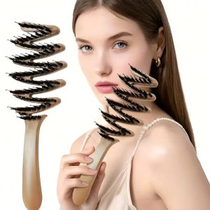 High-Quality Long-Handle Bristle Comb – Anti-Static Volumizing Hair Brush for All Hair Types Smooth Full Hair