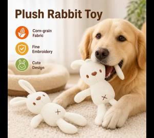 Plush Rabbit Dog Toy Soft Cartoon Bunny Puppy Teething Toy Anxiety Relief Chew Toy Small Dogs And Cats Pet Companion