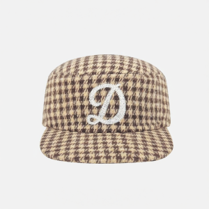 British Style Houndstooth Korean-Inspired Flat Brim Baseball Cap
