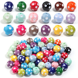 5pcs/lot Classical Polka Dot Resin Beads 20mm Round Loose Spacer Beads For Jewelry Making DIY Necklace Bracelet Accessories