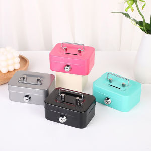 Money Safe Box Lockable Cash Box With KeyPortable Piggy Box Made Of Metal Small Security Lock Box Sturdy Coin Boxes For Kids ﻿