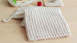 Cotton Rope Drink Coasters Square Trivet Mat Heat Resistant Handmade Cup Placemat for Dining Table Boho Kitchen Table Decor