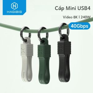 Hagibis USB 4 Cáp Móc Khóa Di Động 240W 40Gbps Loại C Sang USB C Cho Thunderbolt 3/4 iPhone 17 Pro SSD Power Bank Sạc Nhanh