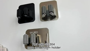 304 Stainless Steel Broom Mop Holder Clip Wall-Mounted Mop Storage Rack Hook for Bathroom