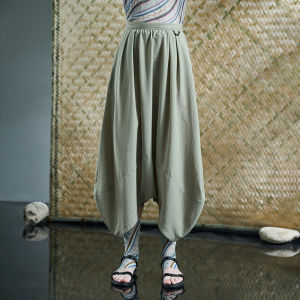 Women Summer Loose Flowy Black 7/8 Pants