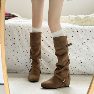 ZHENMO | Elevating Slimming Vintage Versatile Stacking Boots With Buckle