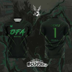 Bandai | 2026 Bandai My Hero Academia Anime VIGILANTE DEKU NO.1 3D Print Football Jersey for Mens Tshirt Summer Sports Casual Tees Kids