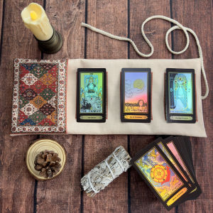 Ethnic Style Tarot Storage Bag with Colorful Geometric Pattern Design Tarot Table Cloth Divination Durable Fabric Wrap Pouch