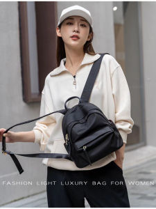 Casual Canvas Nylon Oxford Fabric Womens Mini Backpack Lightweight Waterproof Korean Fashion Double Shoulder Bag Trendy