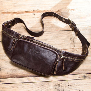 Genuine Leather Waist Bags for Men High Quality Leather Waist Packs Crossbody Bags Chest Bags Retro Travel Mens Bags